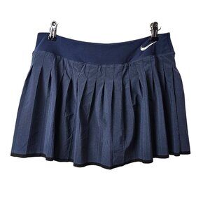 Nike Drifit Victory Pleated Navy Blue Tennis Skort Skirt Underneath Shorts, Sz L